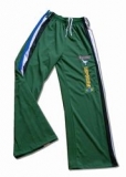 Capoeira-Hose, grün mit schwarz-weiss-blauem Streifen