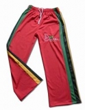 Capoeira-Hose, rot mit grün-schwarz-gelben Streifen